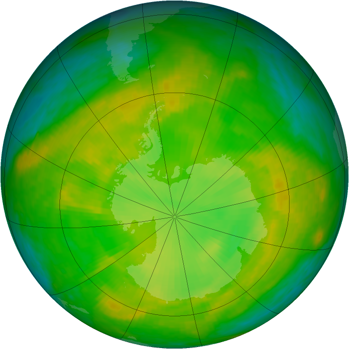 Antarctic ozone map for 01 December 1988
